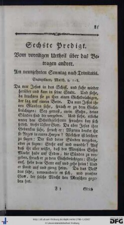 Sechste Predigt.