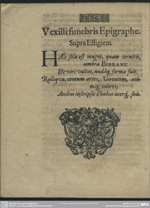Vexilli funebris Epigraphe
