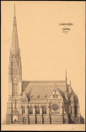 St. Gertrudkirche, Hamburg-Eilbek: Aufriss Seitenansicht