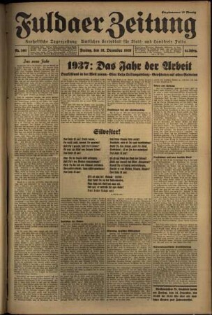 Ausgabe vom Freitag, den 31. Dezember 1937.