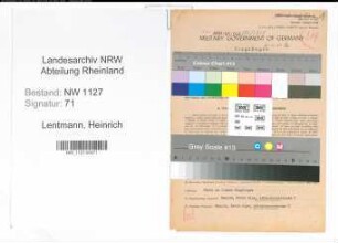 Entnazifizierung Heinrich Lentmann , geb. 05.05.1897 (Geschaeftsfuehrer)