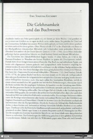 Die Gelehrsamkeit und das Buchwesen
