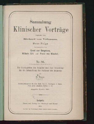 Die Exstirpation der Schulter und ihre Bedeutung für die Behandlung der Sarkome des Humerus