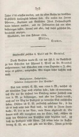 373-375 Briefwechsel zwischen L. Wolf und Dr. Brendel