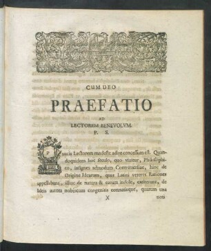 Cum Deo Praefatio Ad Lectorem Benevolum. P. S.