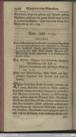 Vom Jahr 1734