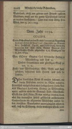 Vom Jahr 1734