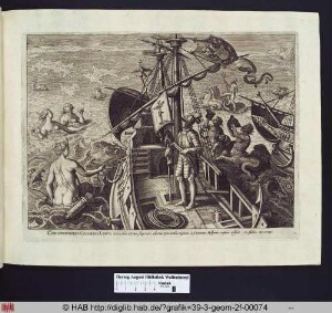Christoph Kolumbus auf seinem Schiff.