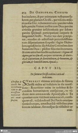 Caput XII. De futuro Christi reditu è coelo ad iudicium