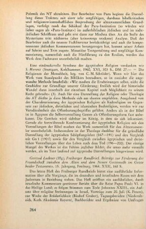 264 [Rezension] Morenz, Siegfried, Aegyptische Religion