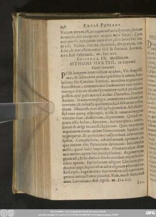 Epistola IX. Mechliniam. Othoni Hartio, In Supremâ Curiâ Senatori.