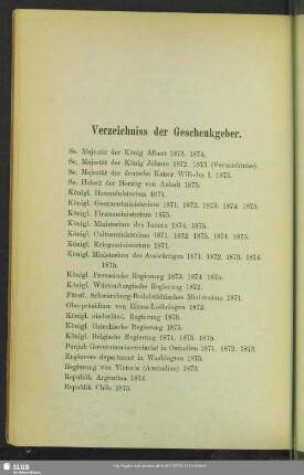 Verzeichniss der Geschenkgeber
