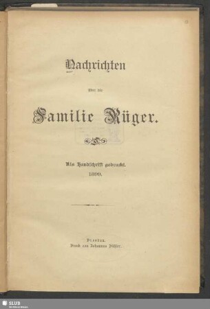 Nachrichten über die Familie Rüger