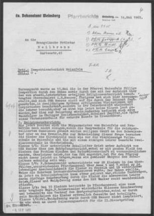 Maienfels mit Brettach (Bretzfeld): Inspektionsbericht 1965