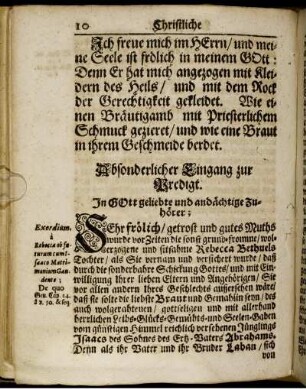 Absonderlicher Eingang zur Predigt.