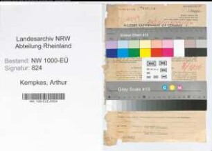 Entnazifizierung Arthur Kempkes, geb. 03.01.1901 (Kaufmann)