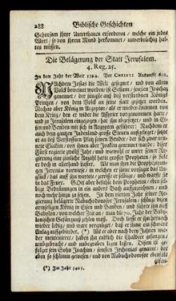 Die Belägerung der Statt Jerusalem. 4. Reg. 25.