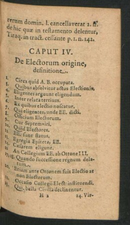 Caput IV. De Electorum origine, defintiione.