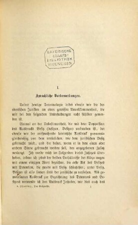 Der Besitzwille : zugleich eine Kritik der herrschenden juristischen Methode