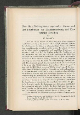 Über die Affinitätsgrössen organischer Säuren und ihre Beziehungen zur Zusammensetzung und Konstitution derselben.