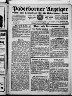 Paderborner Anzeiger : Lokal- und Heimatzeitung für das gesamte Paderborner Land : Tageszeitung für Jedermann : Publikationsorgan vieler Behörden