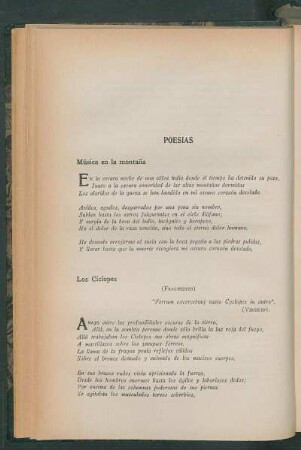 Poesías : Música en la montaña [y] Los cíclopes [y] Yo he visto