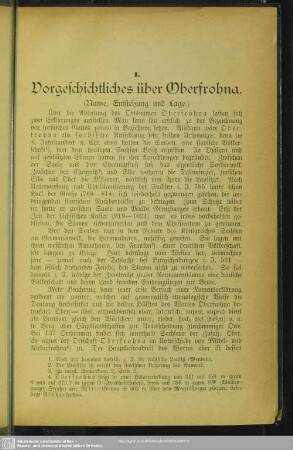 I. Vorgeschichtliches über Oberfrohna