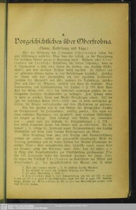 I. Vorgeschichtliches über Oberfrohna