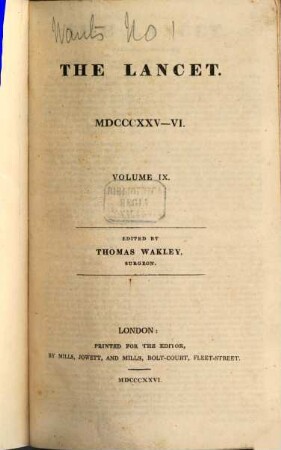 The lancet. 9. 1825/26