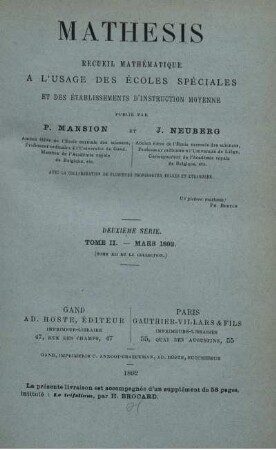 DEUXIÈME SÈRIE. TOME II MARS 1892.