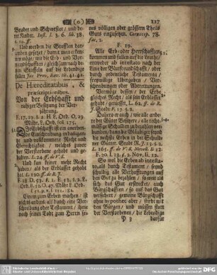 De Haereditatibus, & praescriptionibus. Von der Erbschafft und ruhiger Besitzung der Verjährung. F. 17