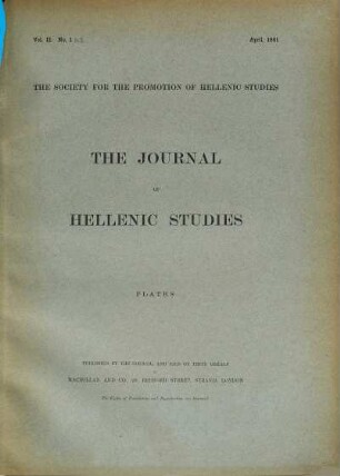 The journal of Hellenic studies. Plates. 2 = Taf. 9 - 16. 1881