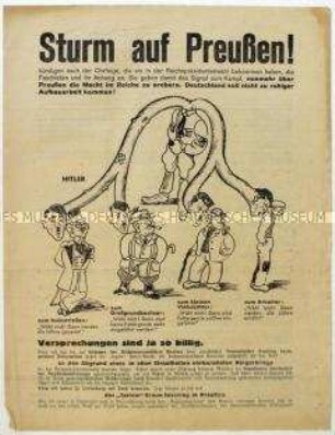 Flugblatt der SPD gegen die NSDAP und Aufruf zur preußischen Landtagswahl 1932