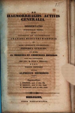 De haemorrhagiis activis generalia