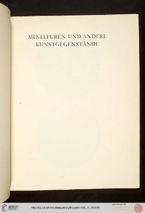 Miniaturen und andere Kunstgegenstände (Nr. 25 - 46)