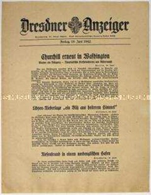 Nachrichtenblatt "Dresdner Anzeiger" u.a. zum Kriegsgeschehen in Libyen