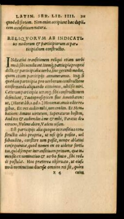 Reliquorum Ab Indicativo modorum et participiorum ac participialium constructio.