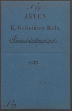 Kriegswesen: Reichstabakmonopol