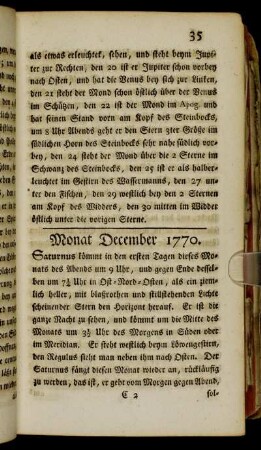 Monat December 1770.