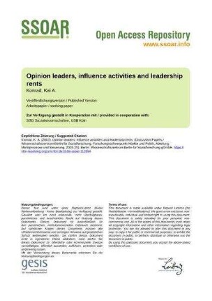 Opinion leaders, influence activities and leadership rents