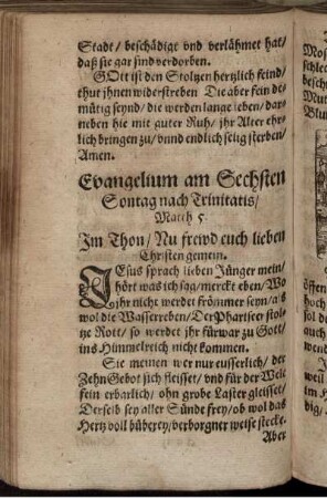 Evangelium am Sechsten Sontag nach Trinitatis/ Matth. 5.