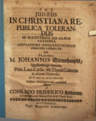 Iudaeus in Christiana republica tolerandus