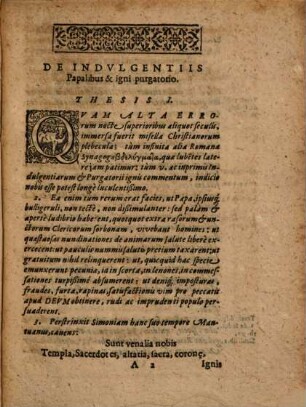 Disputatio XX. De indulgentiis papalibus et igni purgatorio