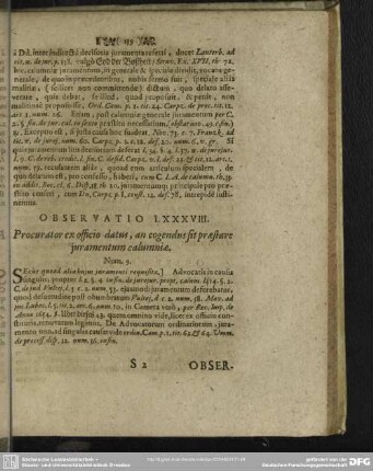 Observatio LXXXVIII. Procurator ex officio datus, an cogendus sit praestare juramentum calumniae