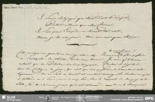 Eigenh. Brief von Unbekannt an August Wilhelm von Schlegel, o.O., ohne Datumsangabe