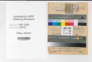 Entnazifizierung Johann Hess , geb. 19.03.1898 (Desinfektor)