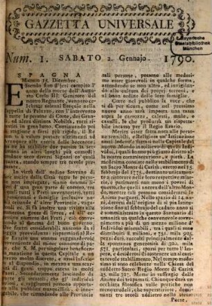 Gazzetta universale, 1790