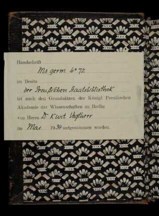 Beschreibungsnachweis der Preuß. Akad. d. Wiss.