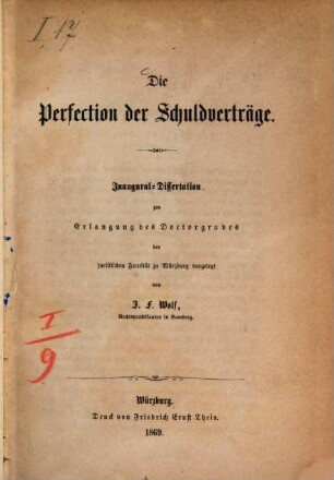 Die Perfection der Schuldverträge
