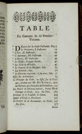 Table Du Contenu de ce Premier Volume